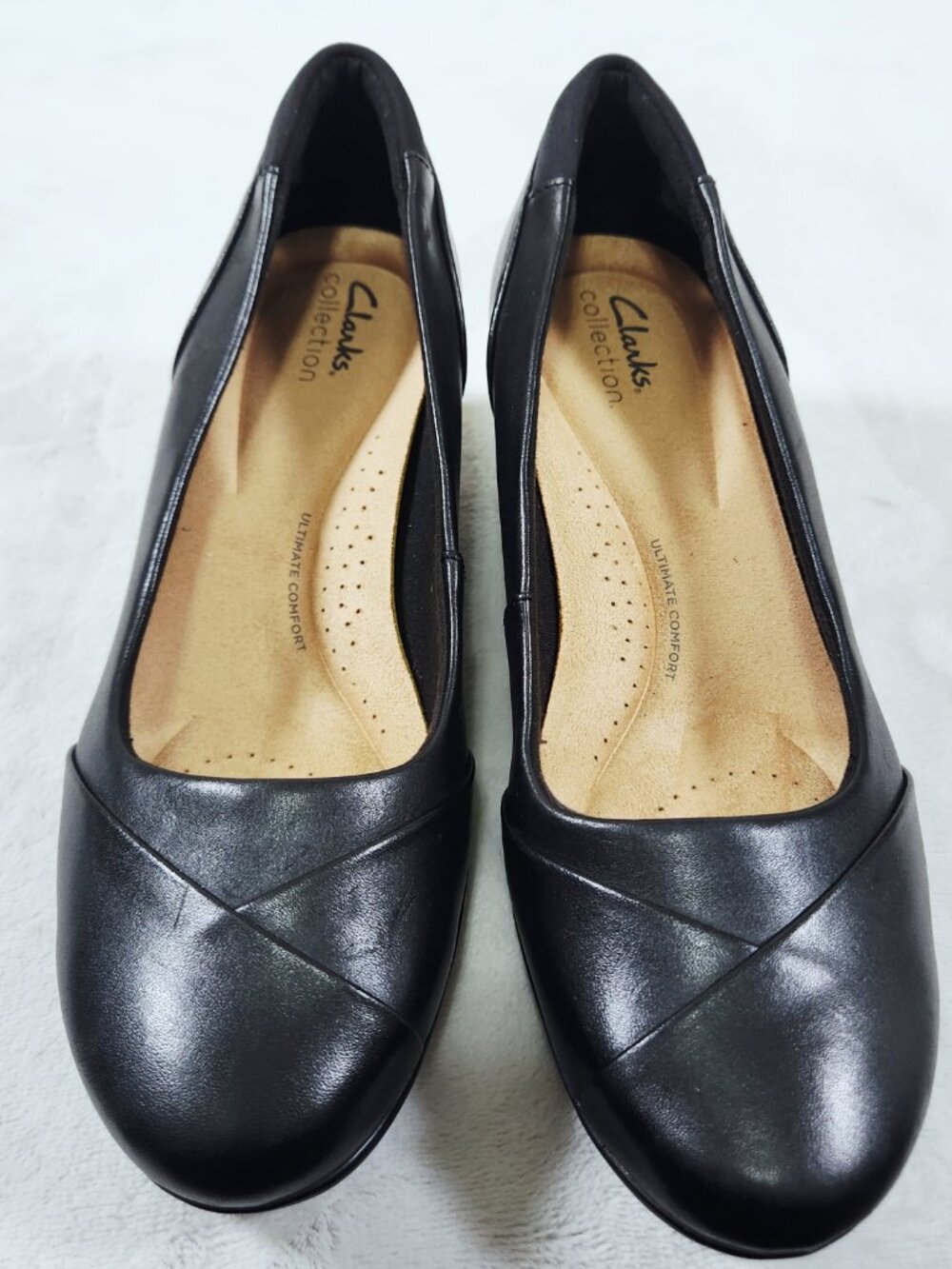 Clarks Collection Womens Shoes Size 8 Wide Black Ultimate Comfort 2 Inch Heel